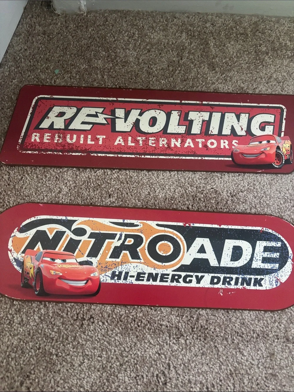 Disney Red Lightning McQueen Nitroade and Re-Volting Wall Signs